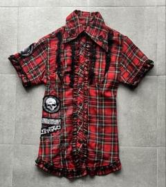 MAD PUNKS マッドパンク　シャツ　半袖　チェック　レディース　レーヨン MAD PUNKS マッドパンクシャツ半袖チェックレディースレーヨン
