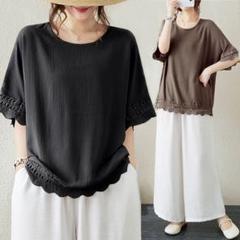 Tシャツ 切り替え ゆったり カジュアル シンプル フリー 丸襟 超人気商品