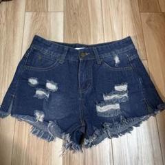 ダークブルー グリッター加工 ショートパンツ ダメージ加工ダークブルーショートパンツ - メルカリ