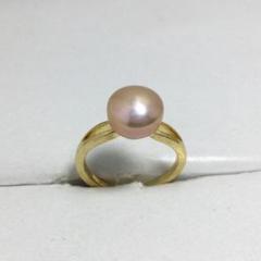 激安大放出・真珠リング指輪淡水パール9-10mm人気ゴールド&ピンク【現品限定】
