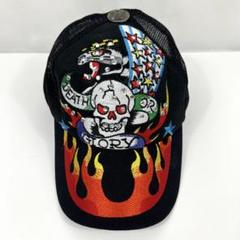 希少 Ed Hardy スカル フレイム ラインストーン キャップ y2k 希少 Ed Hardy スカル フレイム ラインストーン キャップ y2k