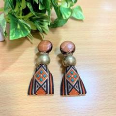 ピアス ブラウン×オレンジ