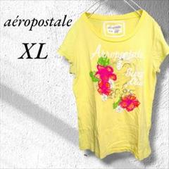 【aéropostale】フラワー 　花柄　半袖　Tシャツ　刺繍　XL　海外