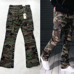 mnml ミニマル 迷彩 スプラッシュペイントフレアカーゴパンツ 31