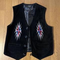 HORN WORKS スェードレザー黒刺繍ベスト LL