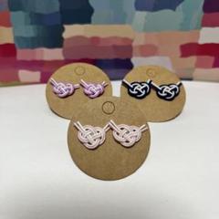 ハンドメイド【水引】あわじ結びデザイン ピアス 3点セット