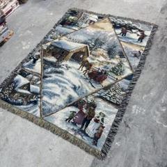 絵画風 冬 マルチカバー ソファーカバー ヴィンテージラグ