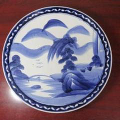 美品 陶器 染付 丸紋 盃洗 年代物 当時物 竹や紫陽花の染付が