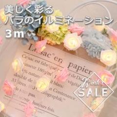 バラ ストリングライト ライト　ローズ　3ｍ　20個　ホワイト×ピンク　USB