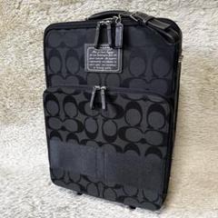 コーチ キャリーケース シグネチャー キャンバス 黒 ロゴレザー 旅行 出張 2025年最新】（中古）[コーチ] COACH シグネチャー キャリー