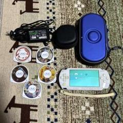 PSP本体 ホワイト 充電器 UMDソフト付き - メルカリ