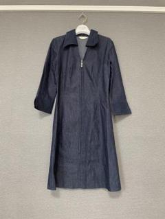 デニム ワンピース 七分袖 ひざ丈 綿混 ジッパー付き ZARA好き様にも！
