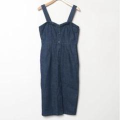 LOWRYSFARM ダークブルー デニム キャミソールワンピース ロング