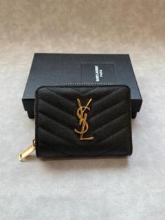 YSL キルティングレザー三つ折り財布 黒 様専用 YSL 三つ折り財布 黒 レザー キルティング（三つ折り