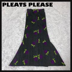 【美品】PLEATS PLEASE スカート 花柄 総柄 マキシ丈 変形 台形