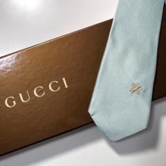 美品 GUCCI グッチ ネクタイ シルク 100% グリーン 蜂 Bee ハチ 美品 GUCCI ネクタイ シルク100% ミントグリーン 蜂 Bee ハチ