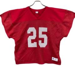 RUSSELL ATHLETIC XL 赤 アメリカンフットボールシャツ短丈 ラッセルアスレティック Russell Athletic フットボールシャツ