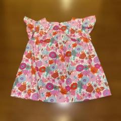 ジャカディJACADI花柄フリル袖半袖ブラウス128cm8歳