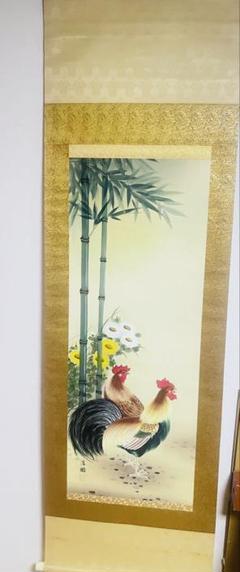 風外/双鶏画賛/掛軸/名家伝来/Z-882 風外/双鶏画賛/掛軸/名家伝来/Z-882