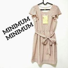 MINIMUM MINIMUM水玉フリル袖ピンクドット柄ワンピース新品未使用美品