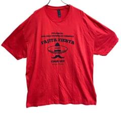 ギルダン　メンズTシャツ　赤　3XL メキシカン風 ユーモア系　古着【4141】