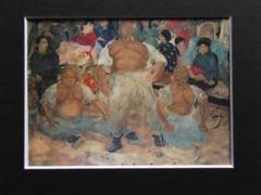 藤田嗣治、【北平の力士】、希少画集画、新品高級額・額装付、状態良好 m14502120414_1.jpg?1701343882