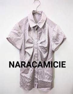 NARACAMICIE ナラカミーチェ　ストライプ光沢デザインシャツ