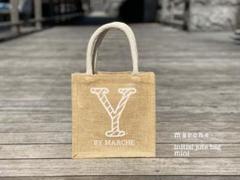 ハンドメイド イニシャル ジュートバッグ Y 白文字