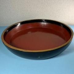 K545☆古くて素朴 根来塗 盆 朽木盆 黒地に朱塗り ねごろ