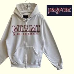 古着 JANSPORT カレッジロゴジップパーカー フーディ ホワイト