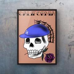 ★A4フレーム付き★オリジナル アートポスター SKULL タトゥー スカル