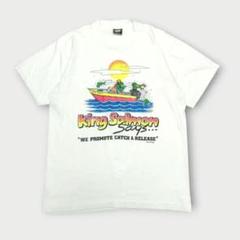 90s USA製 シングルステッチ 釣り　ジョーク　魚　Tシャツ　サイズL