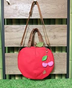 りんご型　ショルダーバッグ　ハンドメイド　遮光器土偶刺繍入り　林檎　ジュノハート りんご型 ショルダーバッグ ハンドメイド 遮光器土偶刺繍入り