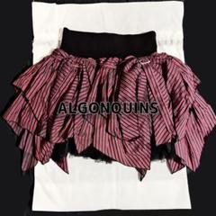 ALGONQUINS 赤黒ストライプ フリルミニスカート ゴシック パンク ALGONQUINS 赤黒ストライプ フリルミニスカート ゴシック パンク