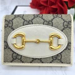 【美品】 GUCCI グッチ 2つ折り財布 財布 ホースビット コンパクト 白
