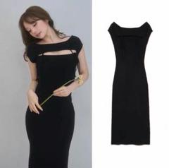 and mary Bebe ribbon knit dress ブラック - メルカリ