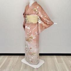 訪問着 4点セット 袋帯 絞り 帯揚げ 帯締め 卒業式 着物 159cm 正絹訪問着フルセット4点 美品着物＋特選袋帯+帯締め+帯揚げ 袷