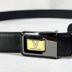 【美品_未使用】valentino garavani ブラックレザーベルト ヴァレンティノ VALENTINO Vロゴ ベルト レザー ブラック