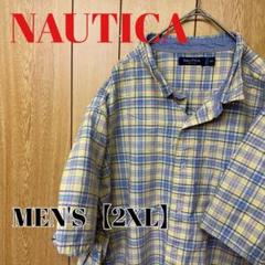 TT93【US輸入】NAUTICA(ノーティカ)　半袖シャツ【2XL】チェック