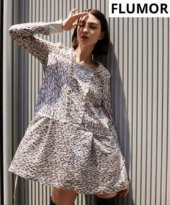 【FLUMOR】フラマー カラフル ドット柄 長袖 ワンピース M 美品 FLUMOR】フラマー カラフル ドット柄 長袖 ワンピース M 美品