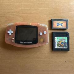 ジャンク品　ゲームボーイアドバンス クリアオレンジ 本体とカートリッジ2個