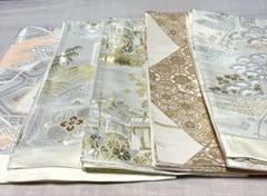 袋帯　未仕立て　正絹　10本まとめ売り Prices down2）唐織袋帯「生成り色地 菊唐草」錦工芸謹製 六通柄