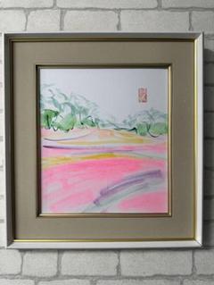 村山孝夫　F8号　油彩絵画　秩父入川　渓流暮色　額付き 村山孝夫F8号油彩絵画秩父入川渓流暮色額付き