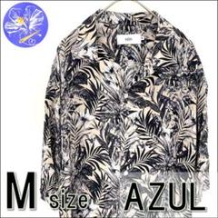 【AZUL BY MOUSSY】総柄 半袖開襟シャツM 黒ベージュ おしゃれ 夏