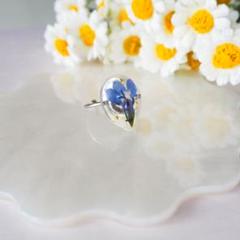 ロベリアのリング　ロベリア　リング　指輪　ハンドメイド　レジンリング　お花