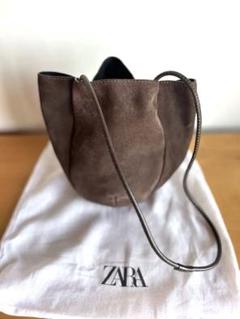 ZARA ブラウン スエード ショルダーバッグ - メルカリ