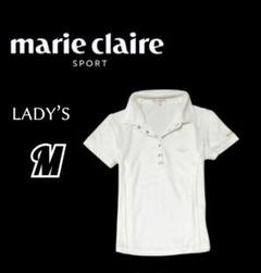 レディースM◇marie claire マリクレール◇半袖ポロシャツ 白