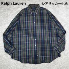 Ralph Lauren BDシャツ　シアサッカー【XXL】タータンチェック