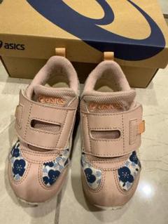 【アシックス】16.0ベージュピンクお花スニーカー