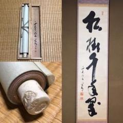 ★掛軸!西大寺法主 長老『松本實道』筆!『松樹千年翠』一行書!紙本/共箱!★